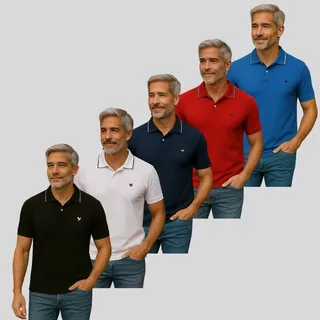 Kit 5 Camisas Gola Polo Blusa Slim Moda Casual Tradicional Kit 5 Camisas Gola Polo Blusa Slim Moda Casual Tradicional