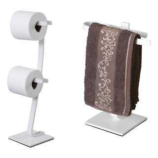 Kit Toalheiro De Bancada E Papel Higiênico De Chão Branco Kit Toalheiro De Bancada E Papel Higiênico De Chão Branco