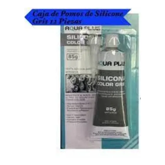 Silicon Pomo Gris Alta Temperatura 85 Gm Aquaplu Caja 12 Pza