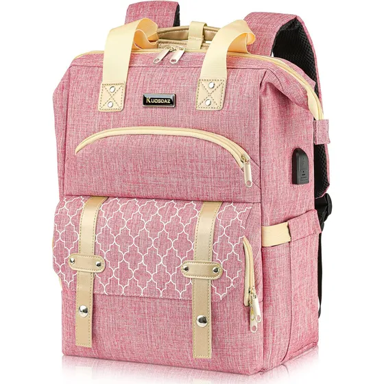 Mochila Para Laptop Rosa, 39 Cm, Puerto Usb, Compartimento G