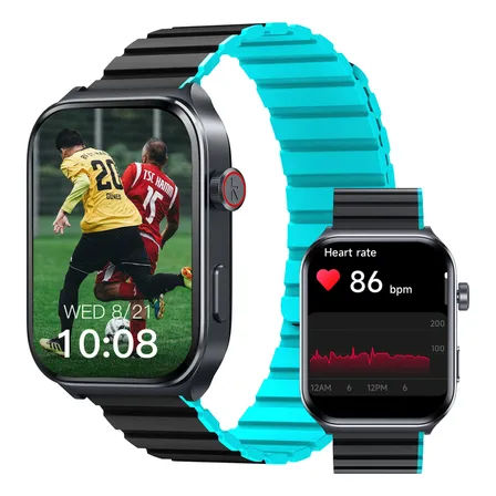 Smartwatch Masculino Relógio Amoled Kieslect Ks2 Note Preto Preto Milanês Ciano Cinza-escuro