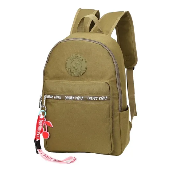 Mochila Dama Urbana Las Oreiro Elegante Tiras Regulables Color Verde Diseño De La Tela Lisa
