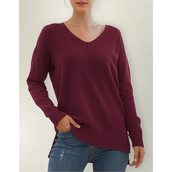 Suéter Navideño Holgados Casual De Punto Cuello V Para Mujer