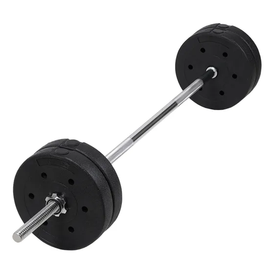 Barra Pesas Maciza 1.50 Mts Cromada Rosca + Kit 20 Kg Discos