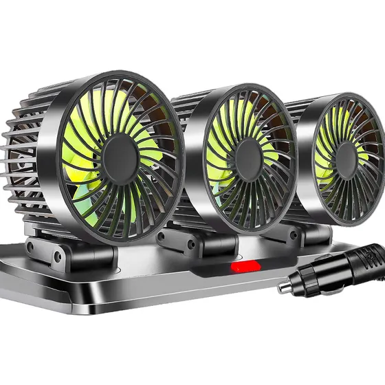 Ventilador Para Auto De 3 Cabezas Ajustables Portátil 12/24v