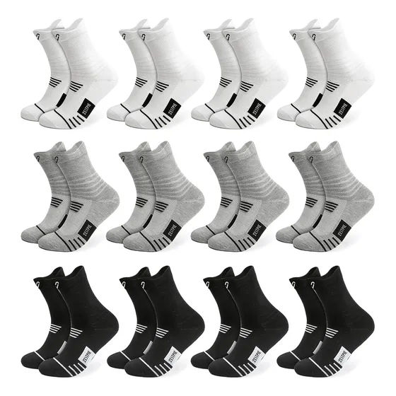 12 Pares Calceta Deportiva Hombre 100% Algodón 