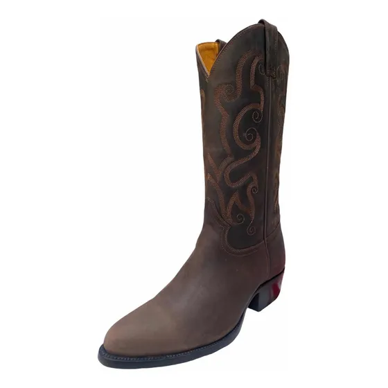 Bota Vaquera Caballero Piel Rudel Acabado Crazy Choco Oval 