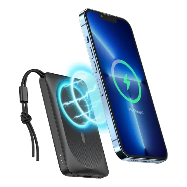 Veger Power Bank W1151 Inalámbrico Magsafe Para iPhone 10000mah Color Negro