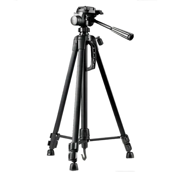 Tripé Câmera Profissional Canon 1,80 Mts + Suporte Celular Cor Preto