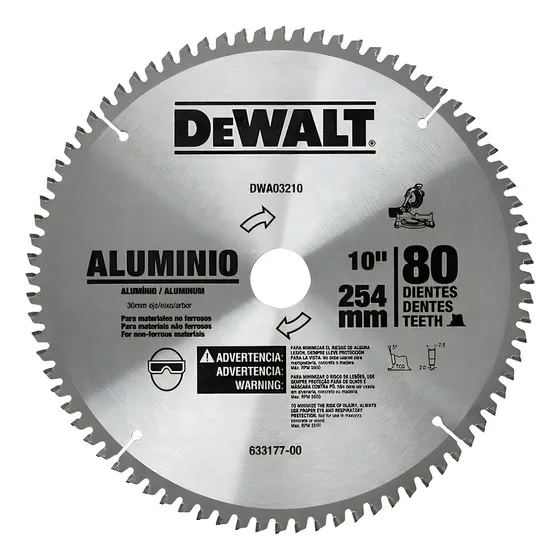 Disco De Sierra Circular 10 PuLG Para Aluminio 80 T Dewalt