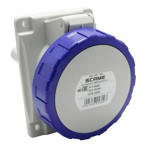 Tomada Industrial De Embutir 3p+e Ip66 32a 9h Scame