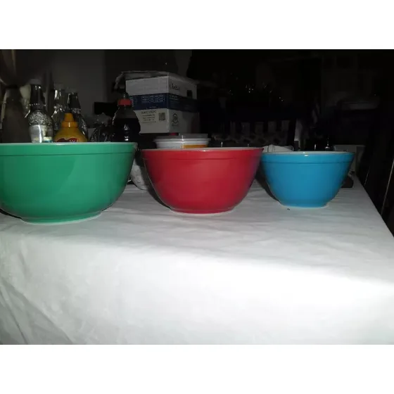 Juego De Bowls 3 Bouls Pyrex Usados Made In U.s.a. Vintage 