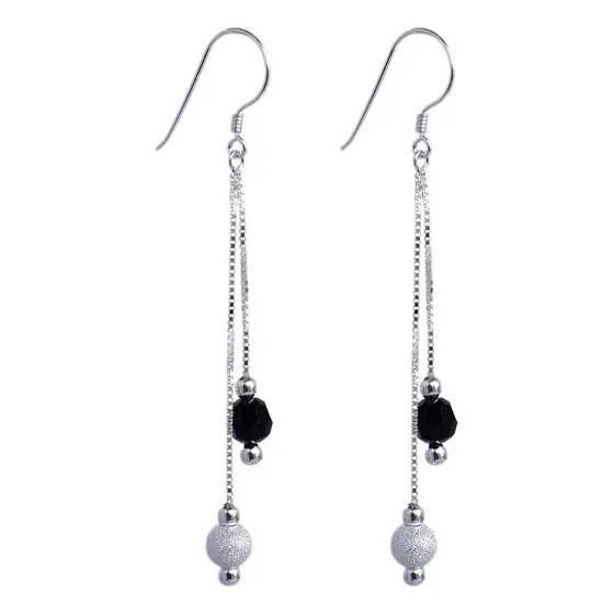 Aros De  Plata Estefania Black Swarovski - Mabelita