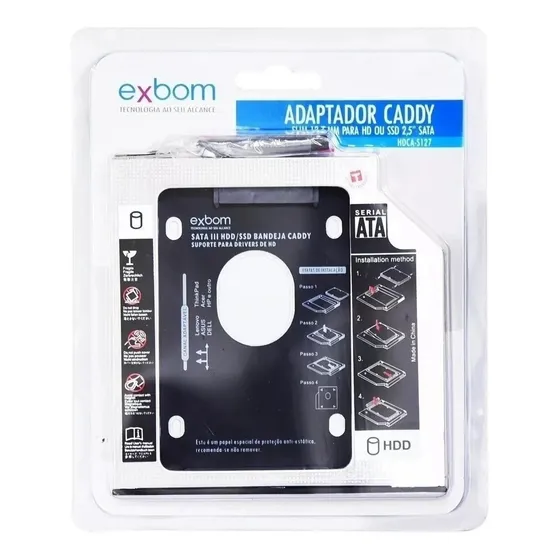 Adaptador Dvd Hd Ou Ssd Notebook Caddy 12.7mm 12,7mm