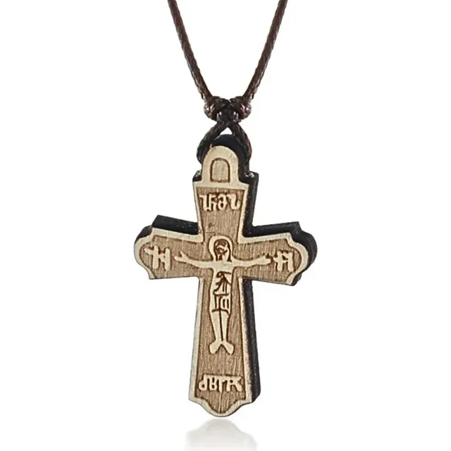 Collar Madera Cruz De Jesús Jerusalén Hombre Mujer