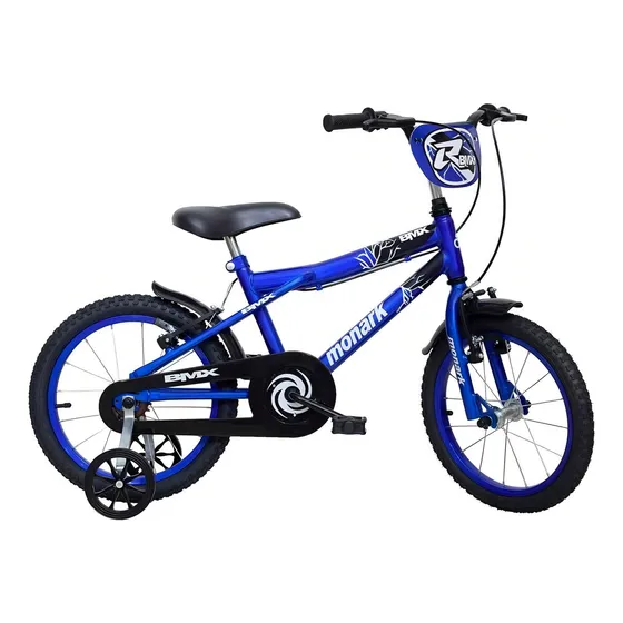 Bicicleta Infantil Bmx R Aro 16 Monark Cor Preto Com Azul