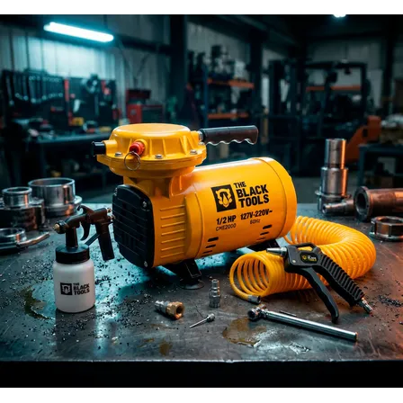 Compressor De Ar Direto Portátil 1/2hp Bivolt Com Acessórios Amarelo 127/220v 60hz