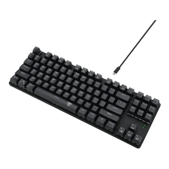Teclado gamer T-Dagger Bora QWERTY T-Dagger Blue español latinoamérica color negro con luz rainbow