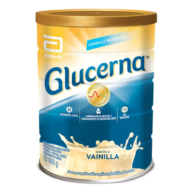 Suplemento Abbott Carbohidratos Glucerna Polvo Sabor Vainilla Lata de 850g Unidad