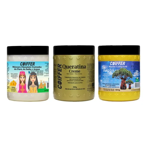 Kit Cronograma Capilar Coiffer Hidrata, Nutre, Reestrutura