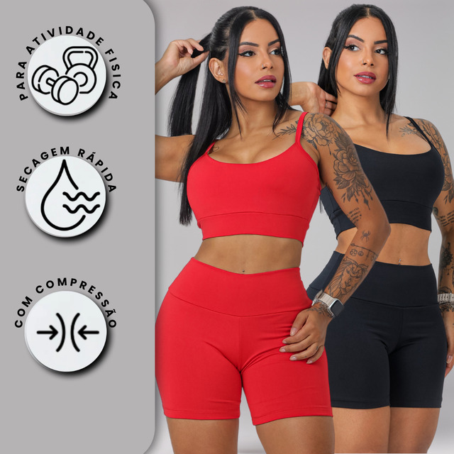 Kit 2 Conjunto Feminino Short E Top Roupa Academia Forrado Kit 2 Conjunto Feminino Short E Top Roupa Academia Forrado