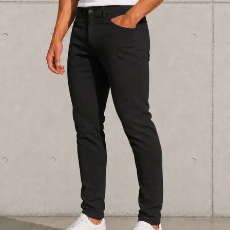 Pantalón De Vestir Casual Hombre Skinny Slim Fit Gabardina Negro M