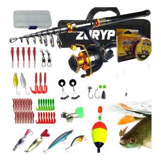 Kit Pesca 2.4m Caña Carrete Señuelo Accesorio Bolsa Completo Kit Pesca 2.4m Caña Carrete Señuelo Accesorio Bolsa Completo