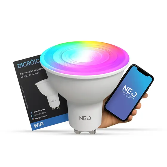 Lampada Led Dicróica Mr16 Smart Inteligente Wi-fi 5w 2700k/6500k Rgb Colorido Gu10 Branco Cod: 291990257 Neo Avant