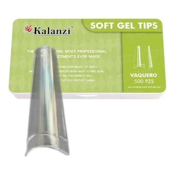 Tips Soft Ultra Cortos Kalanzi Uñas Postizas Transparente Stiletto