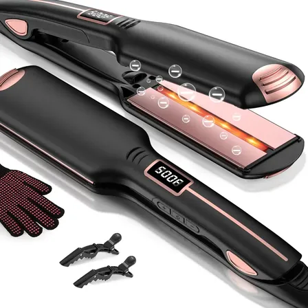 Prancha de Cabelo Profissional, Prancha Alisadora e Modeladora 2 EM 1, Íons Negativos Anti Frizz, 17 Níveis de Temperatura 260℃, Desligamento Automátic, Chapinha Cabelo Para Todos os Tipos de Cabelos