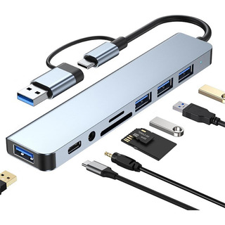 8 En 1 Adaptador Usb Hub Tipo C, Multipuerto, Usb 3.0, Sd/tf 8 En 1 Adaptador Usb Hub Tipo C, Multipuerto, Usb 3.0, Sd/tf