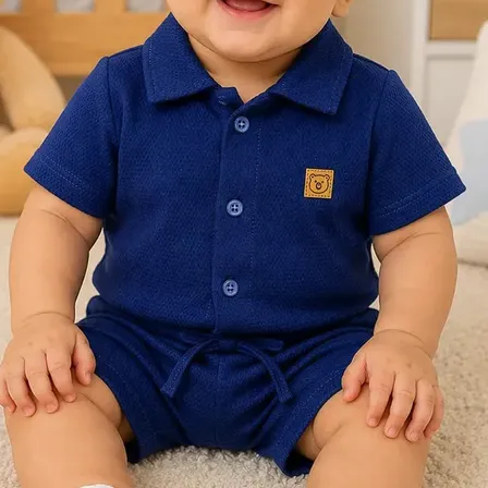 Conjunto Bebe Menino Infantil Algodão Roupa Festa Social Azul Celeste P