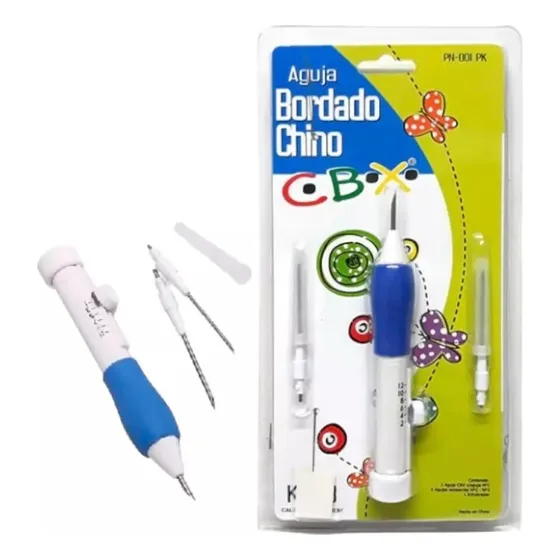 Set 3 Agujas Regulables De Bordado Chino + Enhebrador Mágica