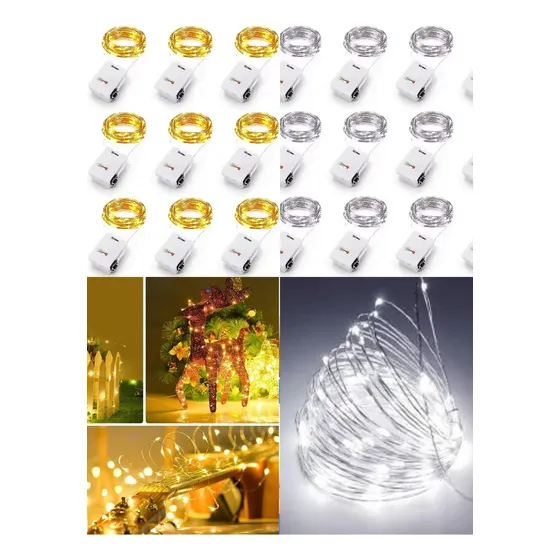 Pack X 12 Luz Alambre 3 Mtrs - 30 Luces 3frecuencias C/pilas