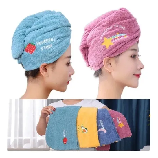 Toalla Baño Suave Gorro Gato Secado Cabello Dama Pelo Largo