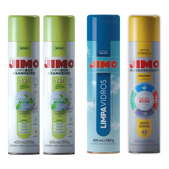 2 Limpa Box + 1 Limpa Vidros + 1 Desengordurante - Jimo