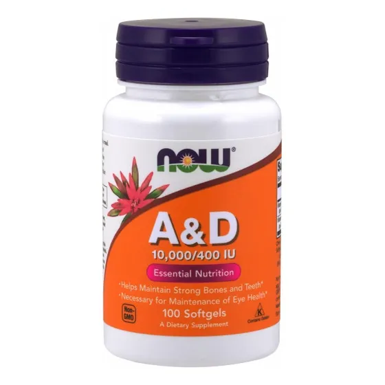 100 Cápsulas Blandas De Vitamina A Y D De Supplement Now Foo