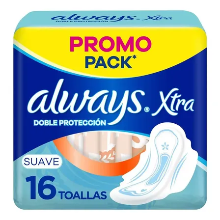 Pack X16 Unidades Toallitas Doble Protección Suave Always Xtra