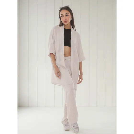 Pantalón Palazzo + Kimono Rayado - Conjunto Luxemburgo Mujer