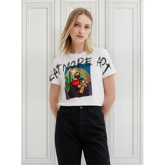 Polera Nueva Desigual M Estampada Emma Blanca