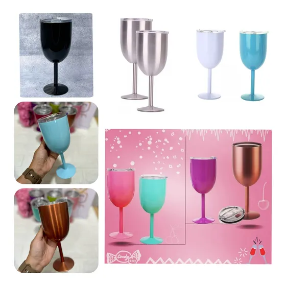 Copa De Vino Termo Acero Inoxidable Térmica Tapa Antiderrame