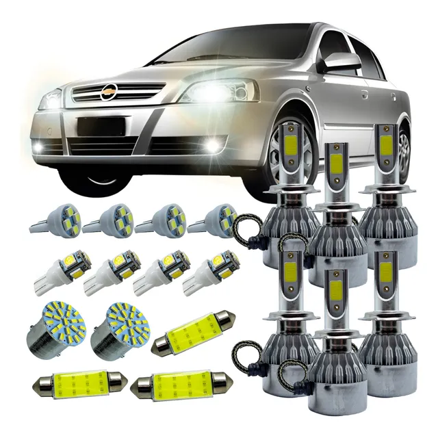 Lâmpada Super Led Astra Luz Alta Baixa Milha + Leds Internos