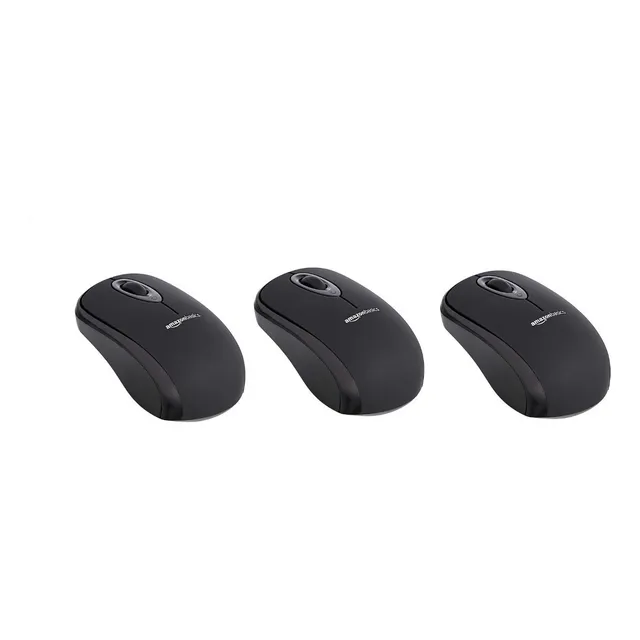Mouse Inalambrico Amazonbasic Mini Receptor 3 Pack +baterias