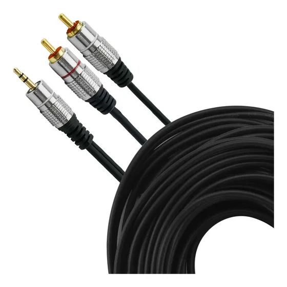 Cabo Profissional De Áudio P2 + 2 Rca Blindado 10 Metros 24k - Pix