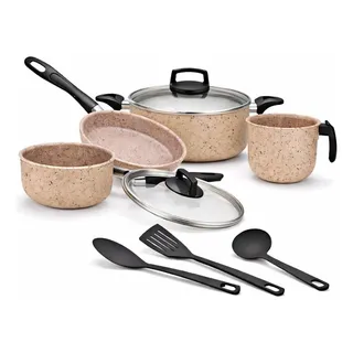 Jogo De Panelas 7 Peças Teflon Antiaderente Tampa De Vidro V