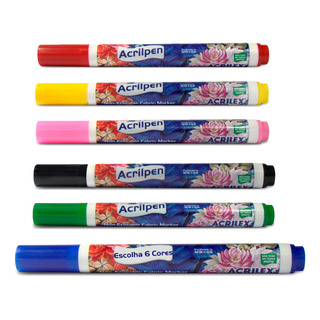 Caneta Para Tecido Acrilpen - Escolha 6 Cores - Acrilex Caneta Para Tecido Acrilpen - Escolha 6 Cores - Acrilex