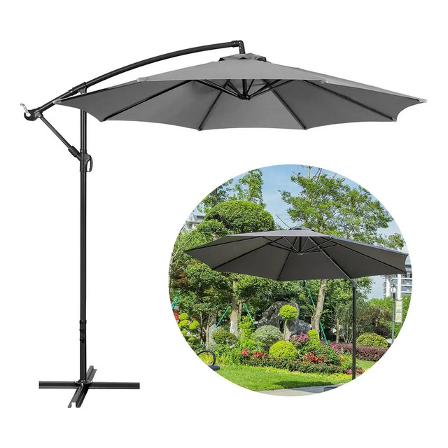 Ombrelone Jardim Praia Lateral 3 Metros Base Grafite Liso