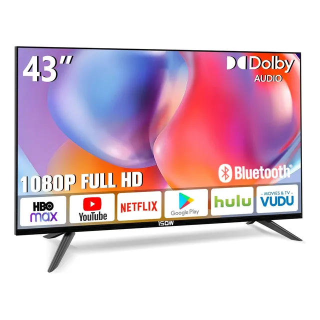 1sow® Smart Tv Pantalla 43 Pulgadas Android TV 2K Full HD Television Bluetooth Dolby Audio Led
