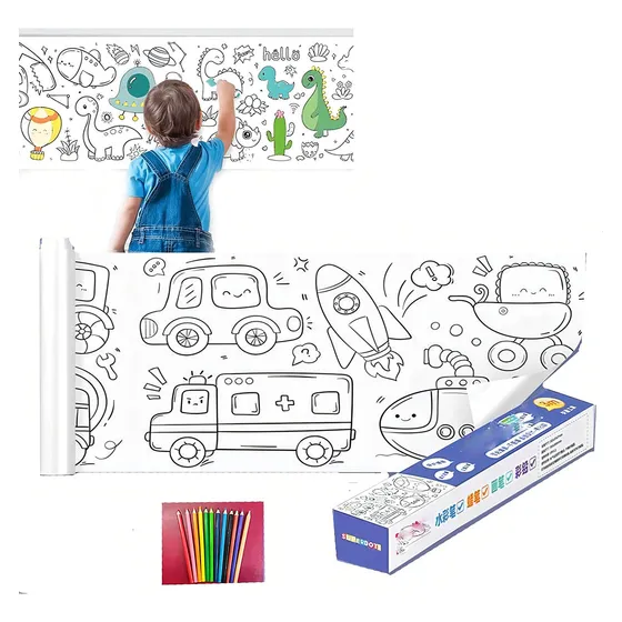 Rollo De Papel Para Colorear Dibujo Para Niños,manualidades Color Vehículos