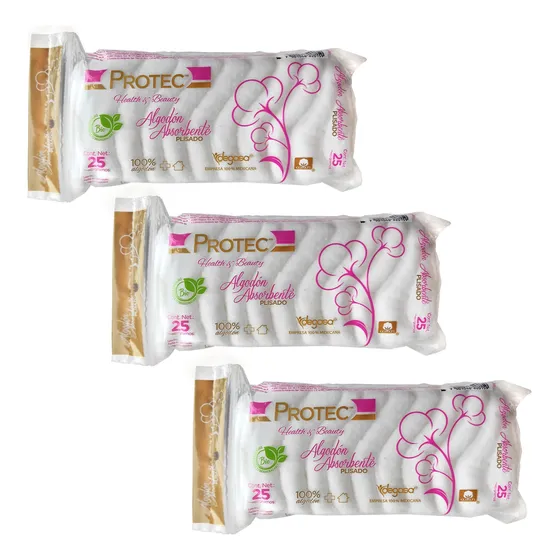 Algodón Plisado Absorbente Protec 200gr Pack 3 Bolsas